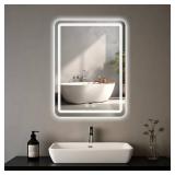 $48 LED Bathroom Mirror 16x24 Anti-Fog, Dimmable Front/Backlight