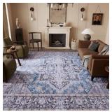 Vipfree Vintage 8x10 Washable Area Rug, Non-Slip Backing