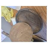 $73 Round Decorative Wood 2-Tier Tray - Brown - No Size