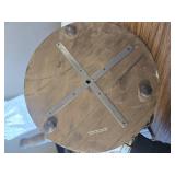 $73 Round Decorative Wood 2-Tier Tray - Brown - No Size