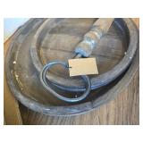 $73 Round Decorative Wood 2-Tier Tray - Brown - No Size