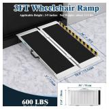 $90 Portable Aluminum Wheelchair Ramp, 36x29x2, 600lb, Home/Car/Steps