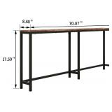 $73 HOMERECOMMEND 70.8-Inch Console Table with USB Ports, Rustic Brown