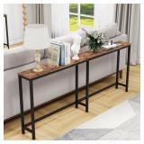 $73 HOMERECOMMEND 70.8-Inch Console Table with USB Ports, Rustic Brown
