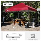 $126 CROWN SHADES 10x10 Pop Up Canopy Tent, Red, WITH Sidewalls.