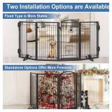 $110 36" Tall Freestanding Dog Gate with Cat Door, 80" Foldable Gate
