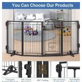 $110 36" Tall Freestanding Dog Gate with Cat Door, 80" Foldable Gate