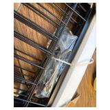 $110 36" Tall Freestanding Dog Gate with Cat Door, 80" Foldable Gate