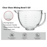 Glass Mixing Bowl 5 Qt for KitchenAid Stand Mixers with lid