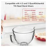 Glass Mixing Bowl 5 Qt for KitchenAid Stand Mixers with lid