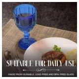 Elle Decor Glass Goblets, Set 5 8.4oz Stemmed Wine Glasses (Blue)