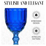 Elle Decor Glass Goblets, Set 5 8.4oz Stemmed Wine Glasses (Blue)