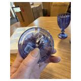 Elle Decor Glass Goblets, Set 5 8.4oz Stemmed Wine Glasses (Blue)