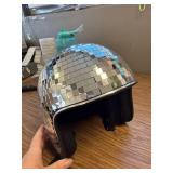 Disco Helmet with Retractable Visor Mirror Hat for DJ Party