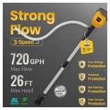 $90 Brushless Water Transfer Pump for Dewalt 20V Battery, 720 GPH