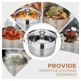 Ohtomber Stainless Steel Stock Pot 12-Quart with Lid, Deep