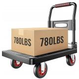 $66 TIDY PALM Foldable Push Cart with 360-Degree Swivel Wheels, 780lb