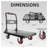 $66 TIDY PALM Foldable Push Cart with 360-Degree Swivel Wheels, 780lb