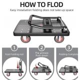 $66 TIDY PALM Foldable Push Cart with 360-Degree Swivel Wheels, 780lb