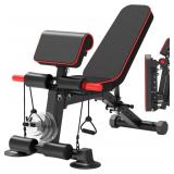 $156 Adjustable Weight Bench - Foldable Incline/Decline, 600LBS