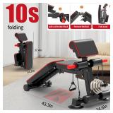 $156 Adjustable Weight Bench - Foldable Incline/Decline, 600LBS