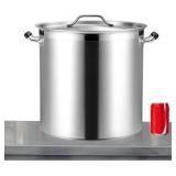 $160 CURTA 50 Qt Stock Pot w/ Lid, 15.7 in Bottom, NSF 3-Ply 18/8 SS