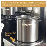 $160 CURTA 50 Qt Stock Pot w/ Lid, 15.7 in Bottom, NSF 3-Ply 18/8 SS