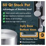$160 CURTA 50 Qt Stock Pot w/ Lid, 15.7 in Bottom, NSF 3-Ply 18/8 SS