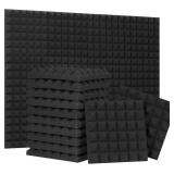 24 Pack 12x12x2in Pyramid Acoustic Foam Panels, High Density