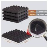 24 Pack 12x12x2in Pyramid Acoustic Foam Panels, High Density
