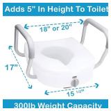 Carex E-Z Lock Raised Toilet Seat with Handles, 5" Riser