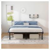 $57 14 Inch Queen Size Metal Bed Frame with Storage, Easy Assembly