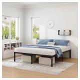 $57 14 Inch Queen Size Metal Bed Frame with Storage, Easy Assembly