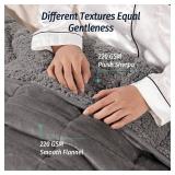 $50 Wemore Sherpa Fleece Weighted Blanket, 15 lb, Dual 48 x 72 Grey