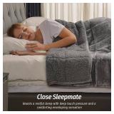 $50 Wemore Sherpa Fleece Weighted Blanket, 15 lb, Dual 48 x 72 Grey