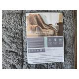 $50 Wemore Sherpa Fleece Weighted Blanket, 15 lb, Dual 48 x 72 Grey