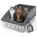 $90 Stainless Steel Litter Box XL, 28"L x 20"W x 12.2"H, Easy Clean