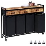 $103 Timberer Laundry Hamper & Sorter, 4-Section Rolling Basket