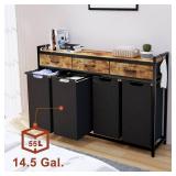 $103 Timberer Laundry Hamper & Sorter, 4-Section Rolling Basket