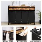 $103 Timberer Laundry Hamper & Sorter, 4-Section Rolling Basket