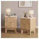 $140 TROJM Nightstand Set of 2, Faux Marble Top Tables with 2 Drawers