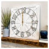 $70 ALBEN Large Farmhouse Wall Clock - 24-Inch Square Clock + Sign
