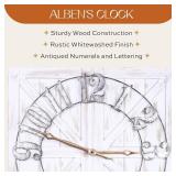 $70 ALBEN Large Farmhouse Wall Clock - 24-Inch Square Clock + Sign