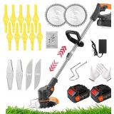 $61 String Trimmer Weed Wacker Lawn Edger with 2 Li-Ion Batteries