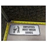 Employees Must Wash Hands Sign - Metal with Plastic Frame - Lot of 3