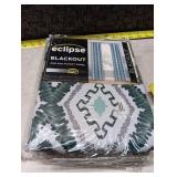 Eclipse Morrow Damask Print Blackout Rod Pocket Single Window Curtain Panel Green  37 x 95 lot of 2