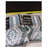 Eclipse Morrow Damask Print Blackout Rod Pocket Single Window Curtain Panel Green  37 x 95 lot of 2