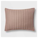 King Reversible Faux Fur & Flannel Quilt Sham Light Brown - Threshold