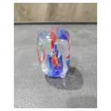 Glass Paperweight Underwater Scene w/ Bubbles & Colorful Fish 3 Inches Tall