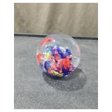 Handcrafted Glass Paperweight with Multi-Color Swirl Design